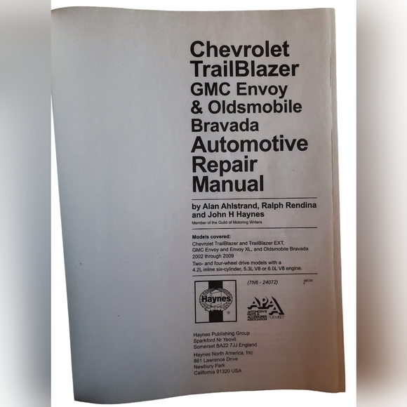 Haynes 24072 Manual Repair for Chevrolet Trailblazer and GMC Envoy 2002 - 2007 - Picture 3 of 9